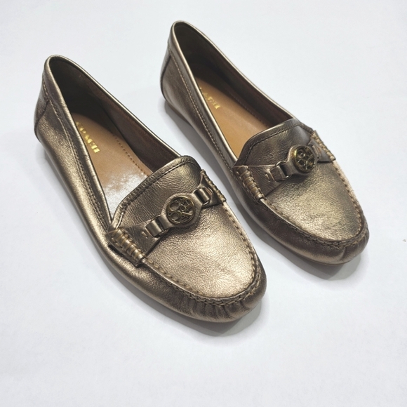 Coach Shoes - Coach Signature Fonda Bronze Metallic Leather Loafers NEW Size 7